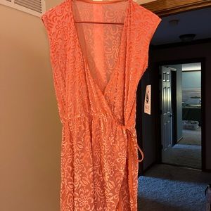 Tie romper swimsuit coverup